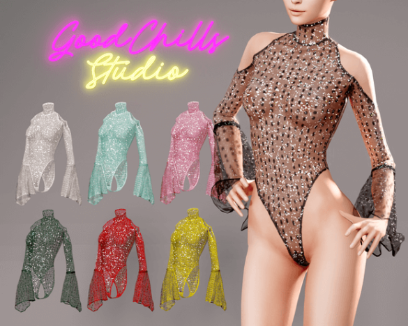 Bell Sleeve Sequin Bodysuit