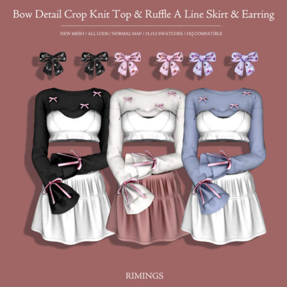 Bow Detail Crop Knit Top