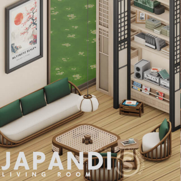 Japandi Living Room CC Pack