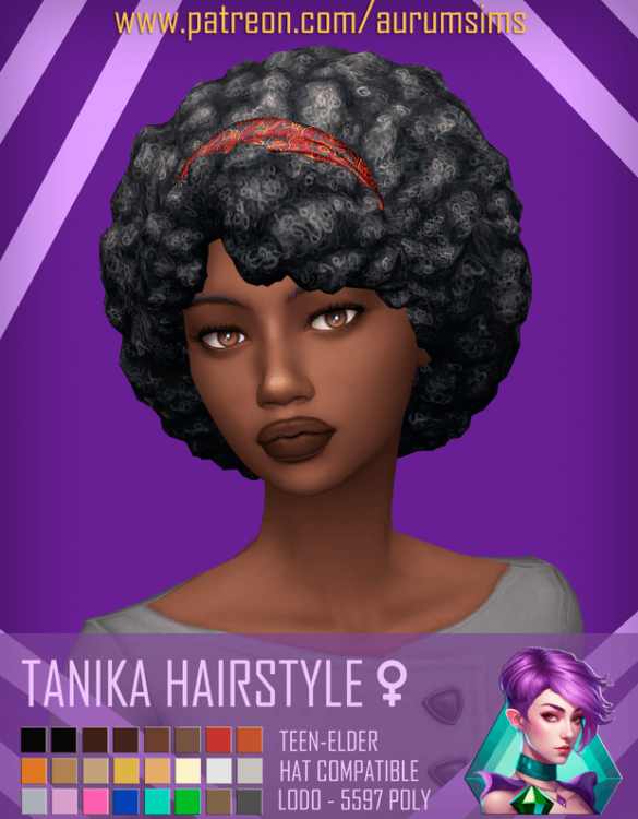 Tanika - Maxis Match Afro Hairstyle with Headband