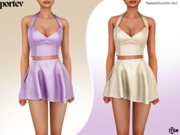 Pleated Micro Mini Skirt