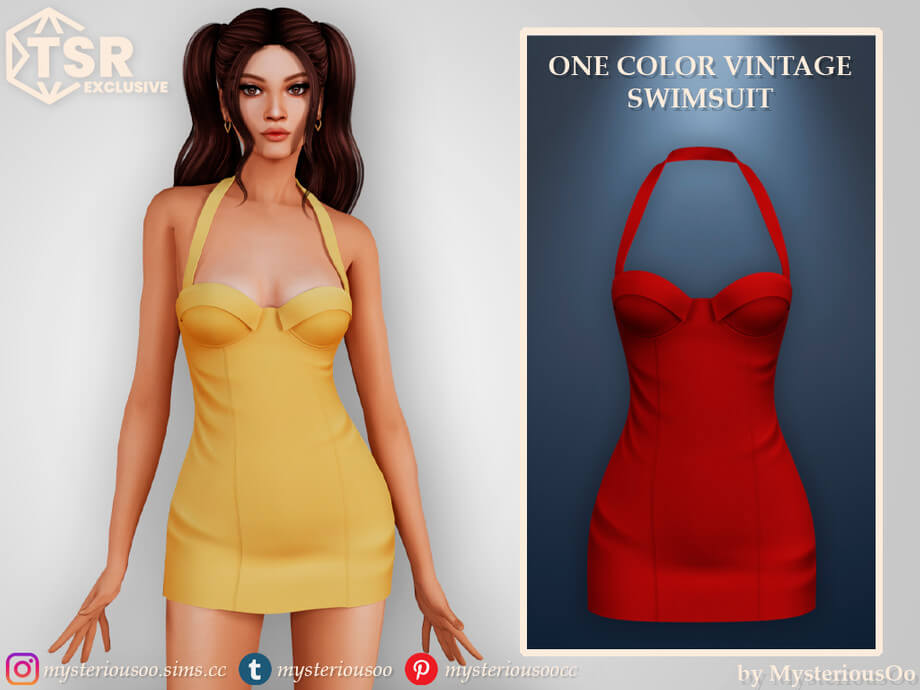 One color vintage swimsuit