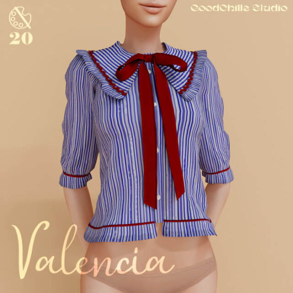 Top Valencia Ruffle Collar Blouse